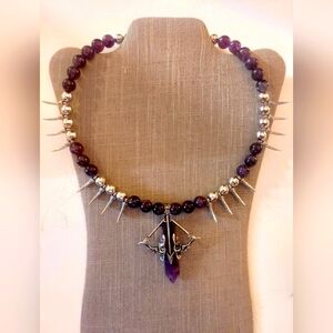 Amethyst Crossbow Handmade 18 inch necklace